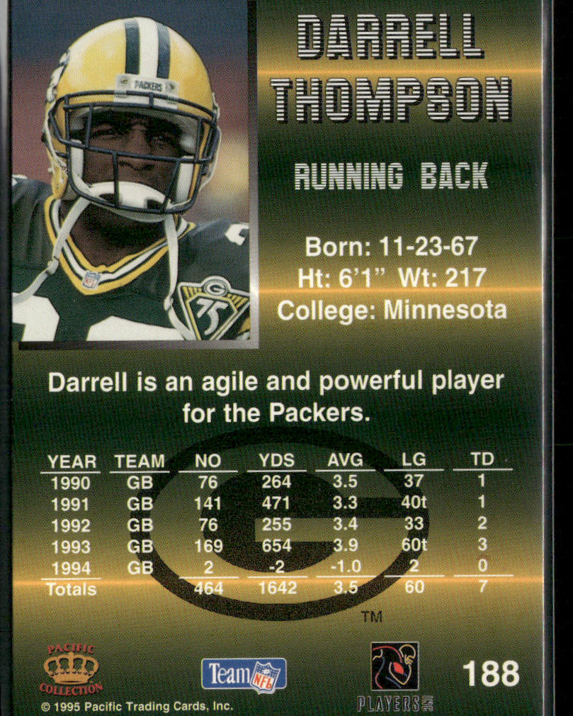 Darrell Thompson 1995 Pacific #188 Green Bay Packers back