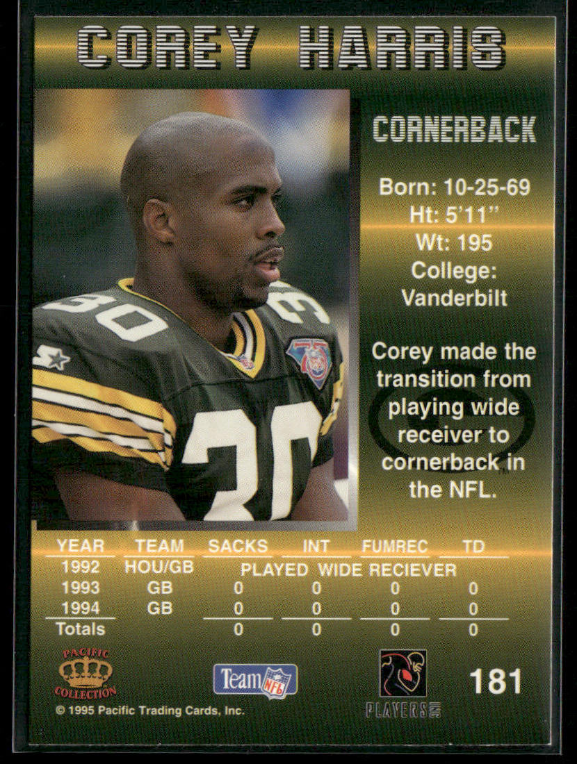 Corey Harris 1995 Pacific #181 Green Bay Packers back
