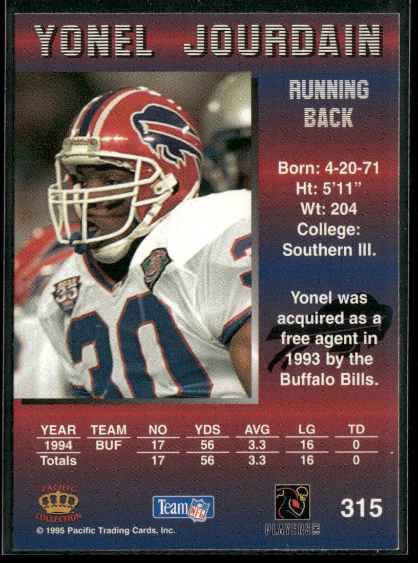Yonel Jourdain 1995 Pacific #315 RC Buffalo Bills