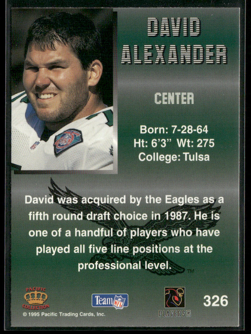 David Alexander 1995 Pacific #326 Philadelphia Eagles