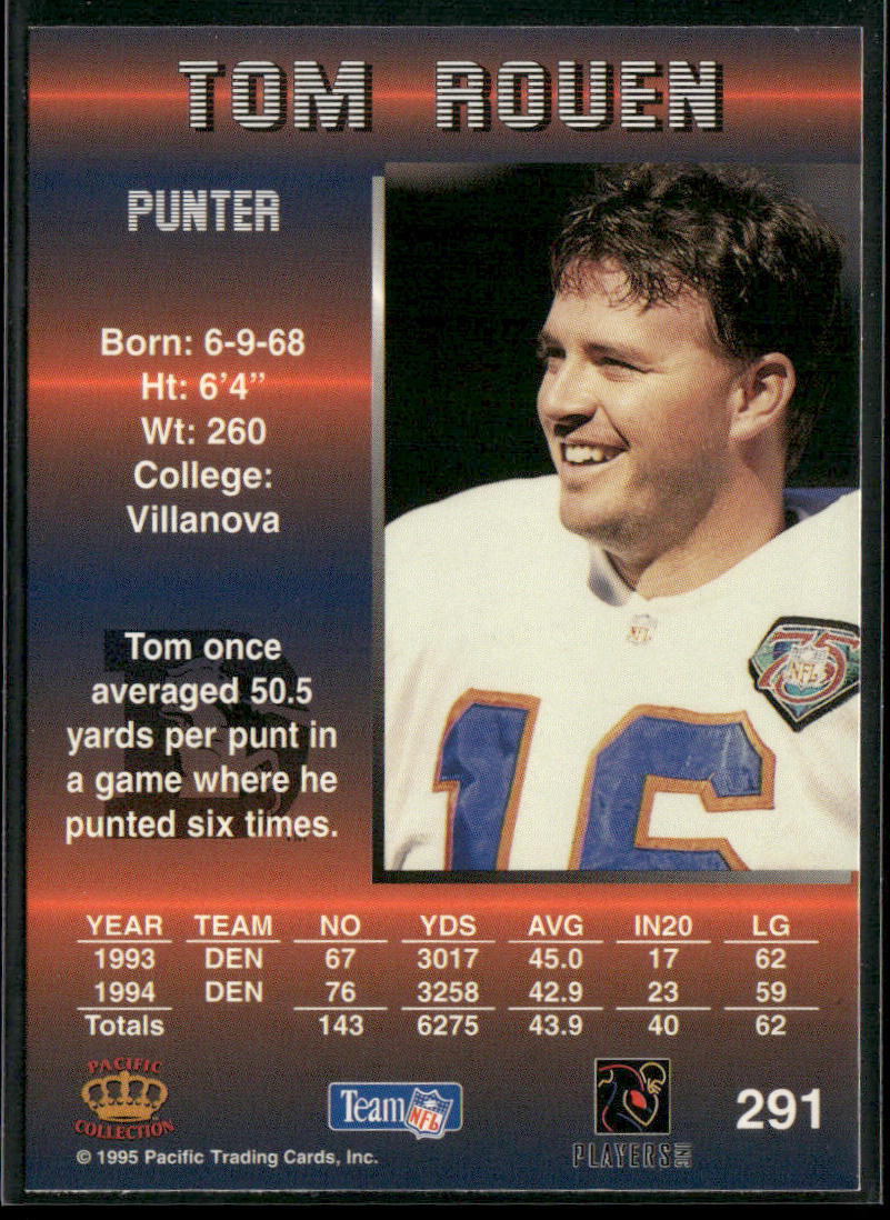Tom Rouen 1995 Pacific #291 Denver Broncos
