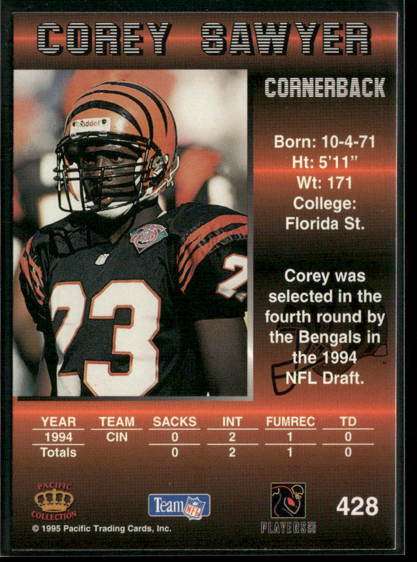 Corey Sawyer 1995 Pacific #428 Cincinnati Bengals back
