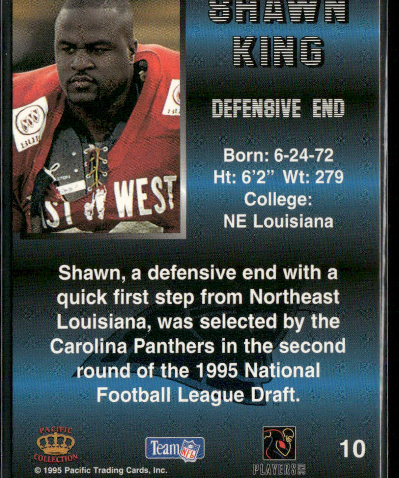 Shawn King 1995 Pacific #10 RC Carolina Panthers back
