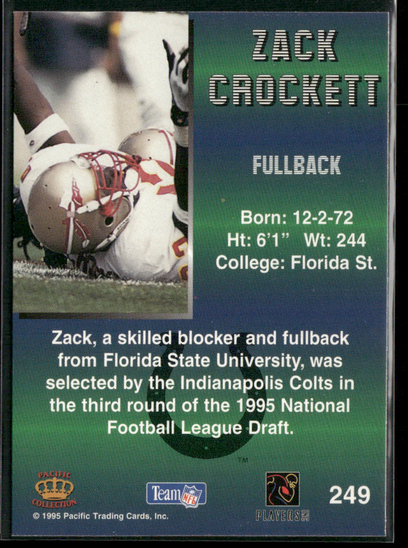 Zack Crockett 1995 Pacific #249 RC Indianapolis Colts back