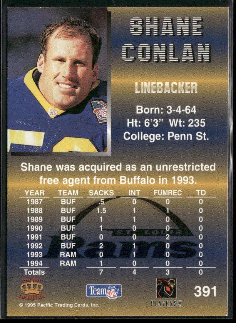 Shane Conlan 1995 Pacific #391 St. Louis Rams back
