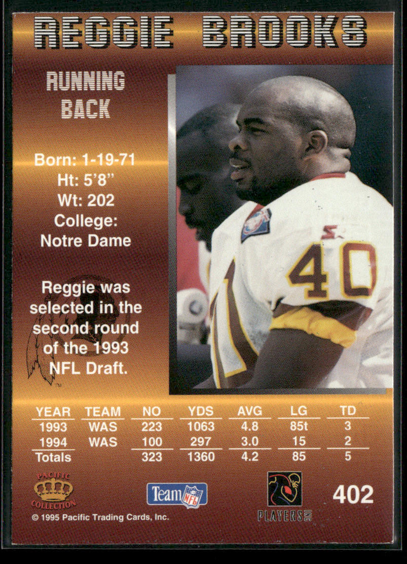 Reggie Brooks 1995 Pacific #402 Washington Redskins