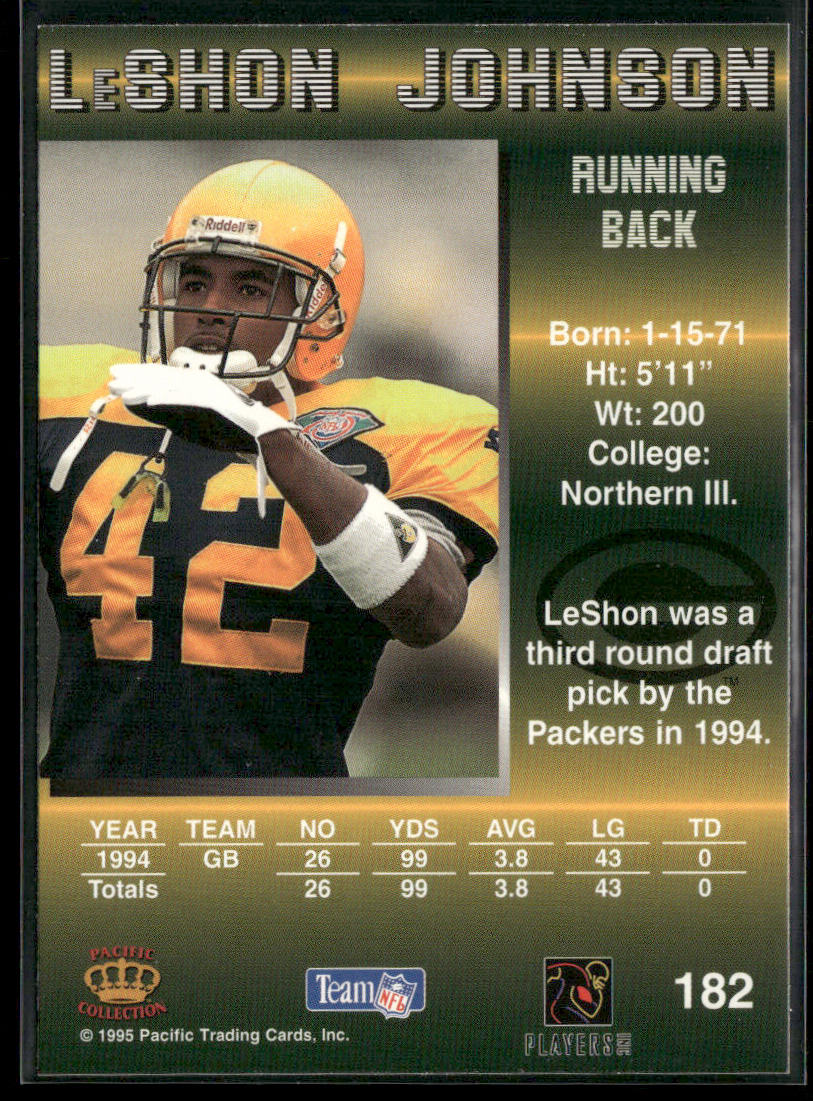 LeShon Johnson 1995 Pacific #182 Green Bay Packers