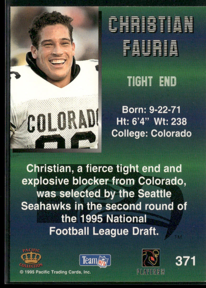 Christian Fauria 1995 Pacific #371 RC Seattle Seahawks