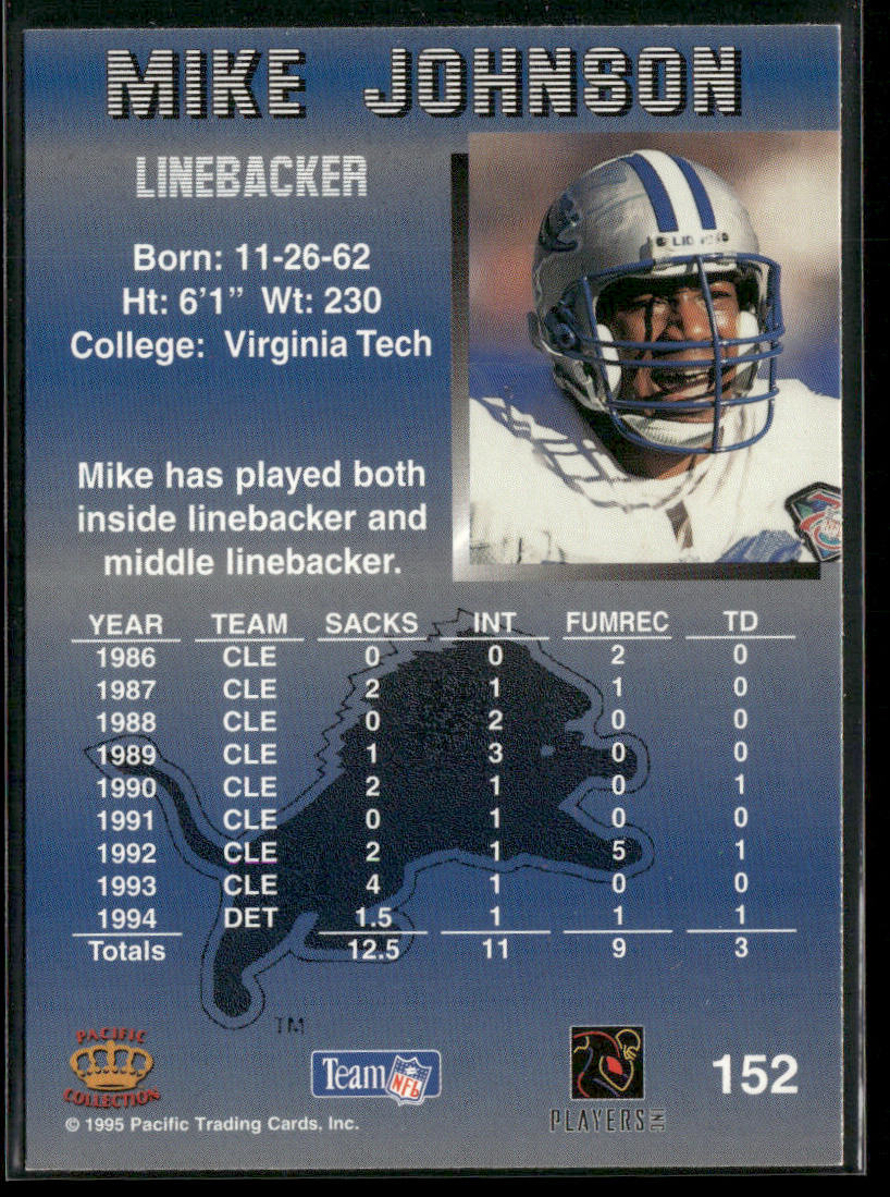 Mike Johnson 1995 Pacific #152 Detroit Lions