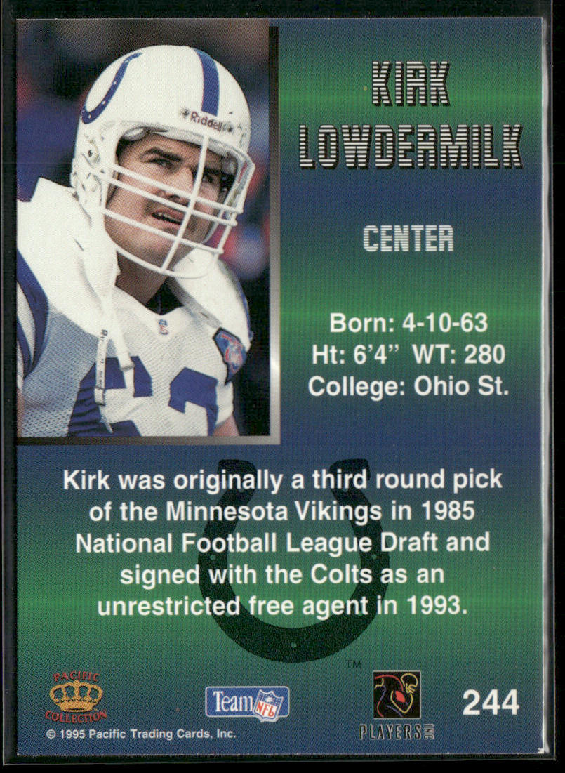 Kirk Lowdermilk 1995 Pacific #244 Indianapolis Colts