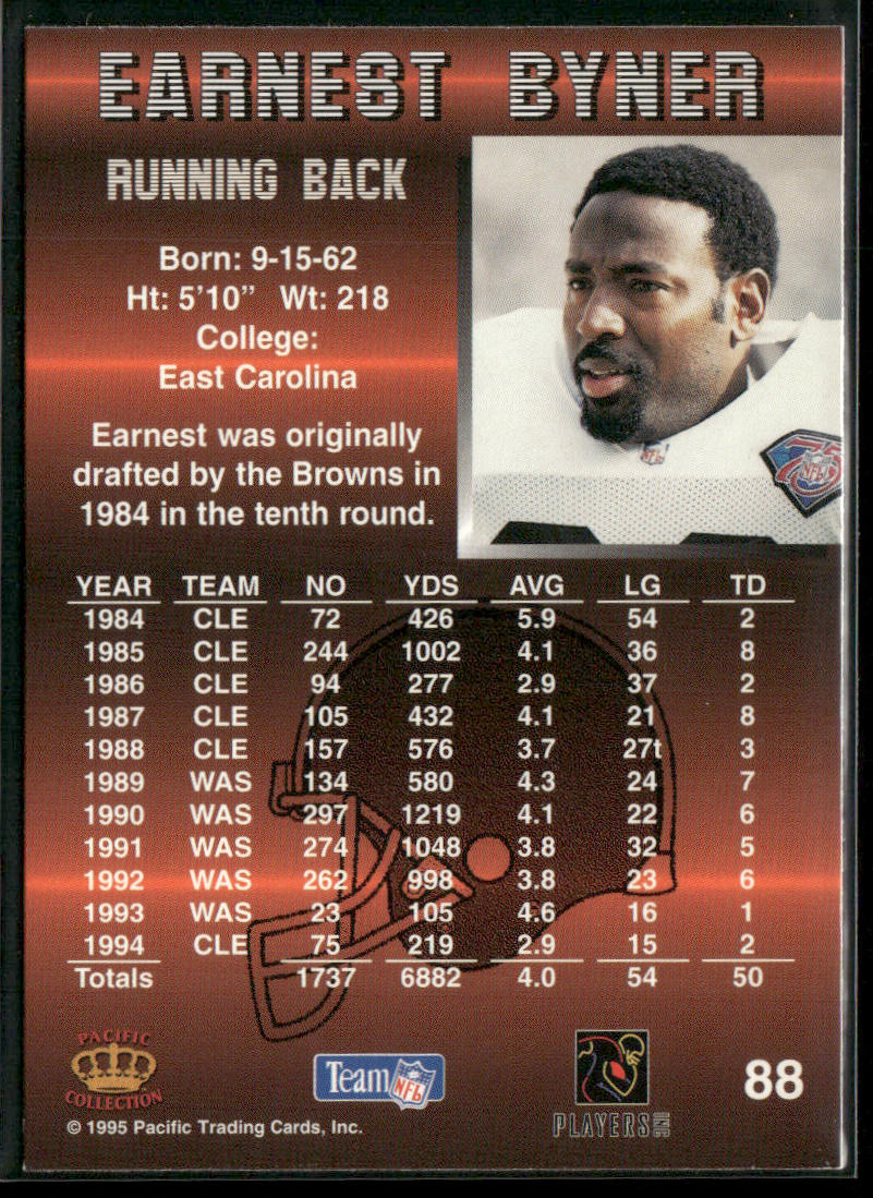 Earnest Byner 1995 Pacific #88 Cleveland Browns