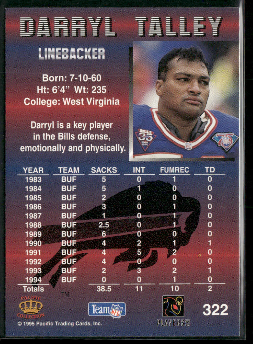 Darryl Talley 1995 Pacific #322 Buffalo Bills