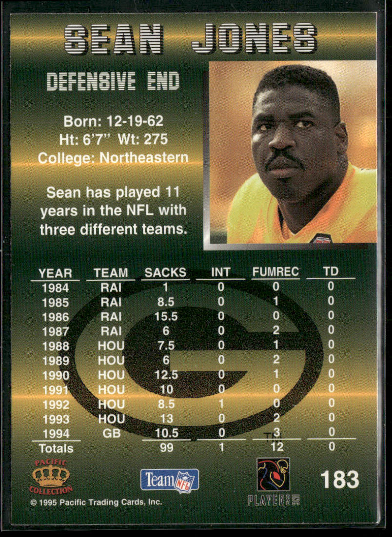 Sean Jones 1995 Pacific #183 Green Bay Packers