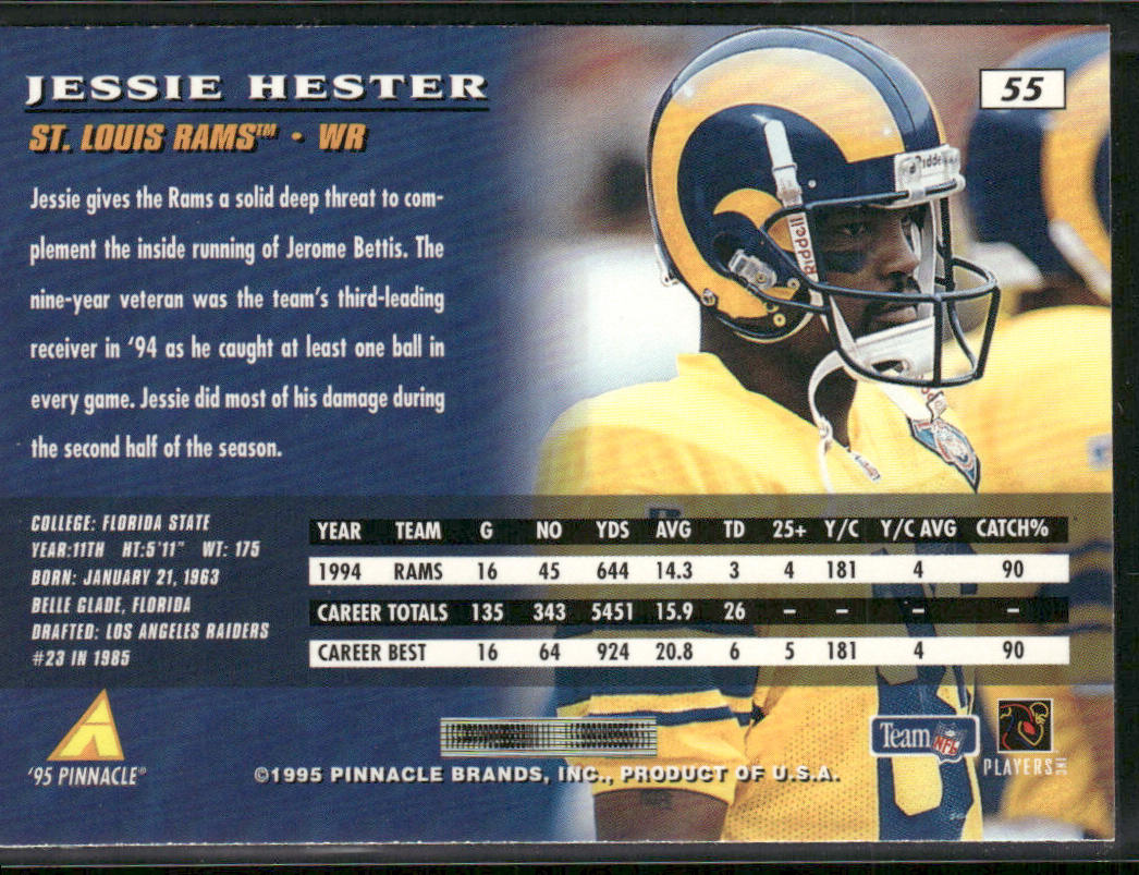 Jessie Hester 1995 Pinnacle #55 St. Louis Rams