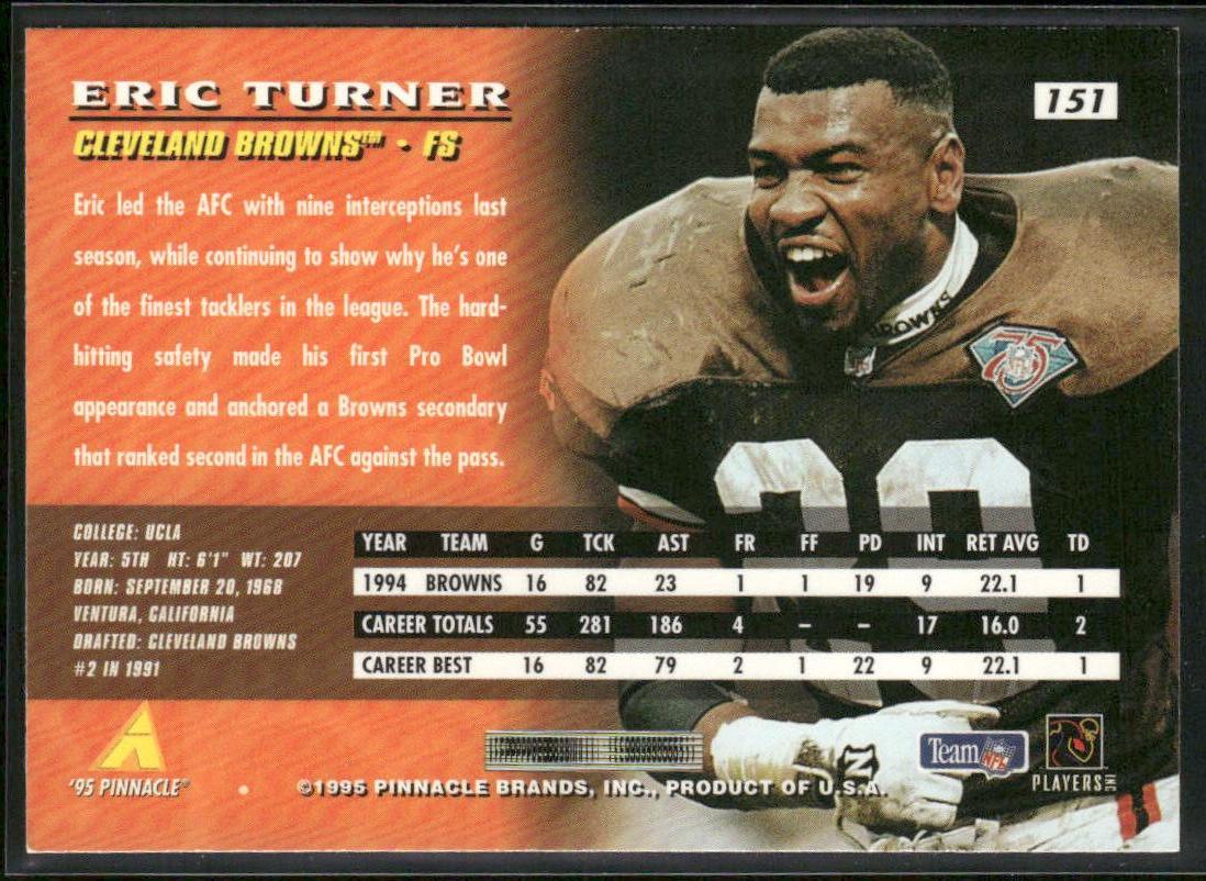 Eric Turner 1995 Pinnacle #151 Cleveland Browns