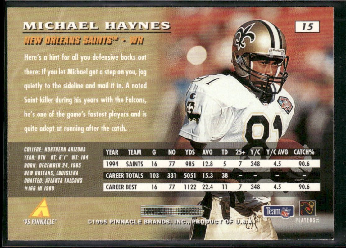 Michael Haynes 1995 Pinnacle #15 New Orleans Saints