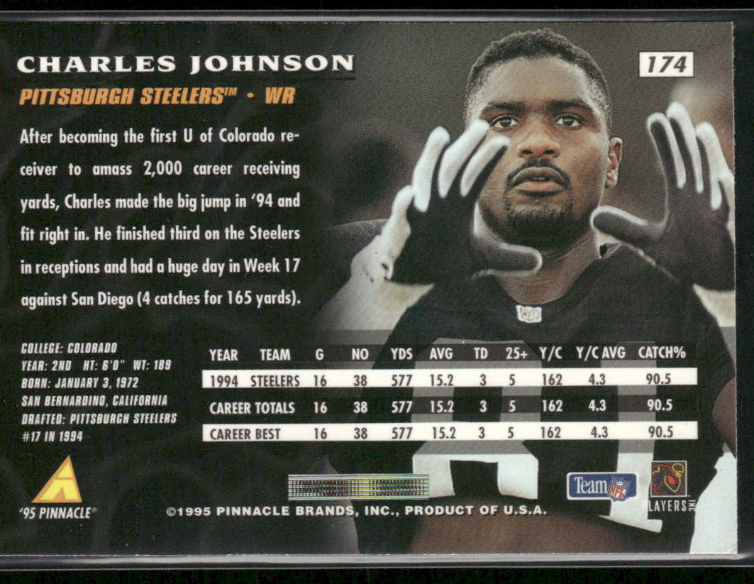 Charles Johnson 1995 Pinnacle #174 Pittsburgh Steelers