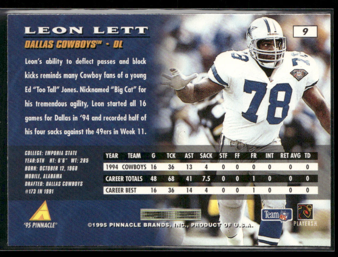 Leon Lett 1995 Pinnacle #9 Dallas Cowboys