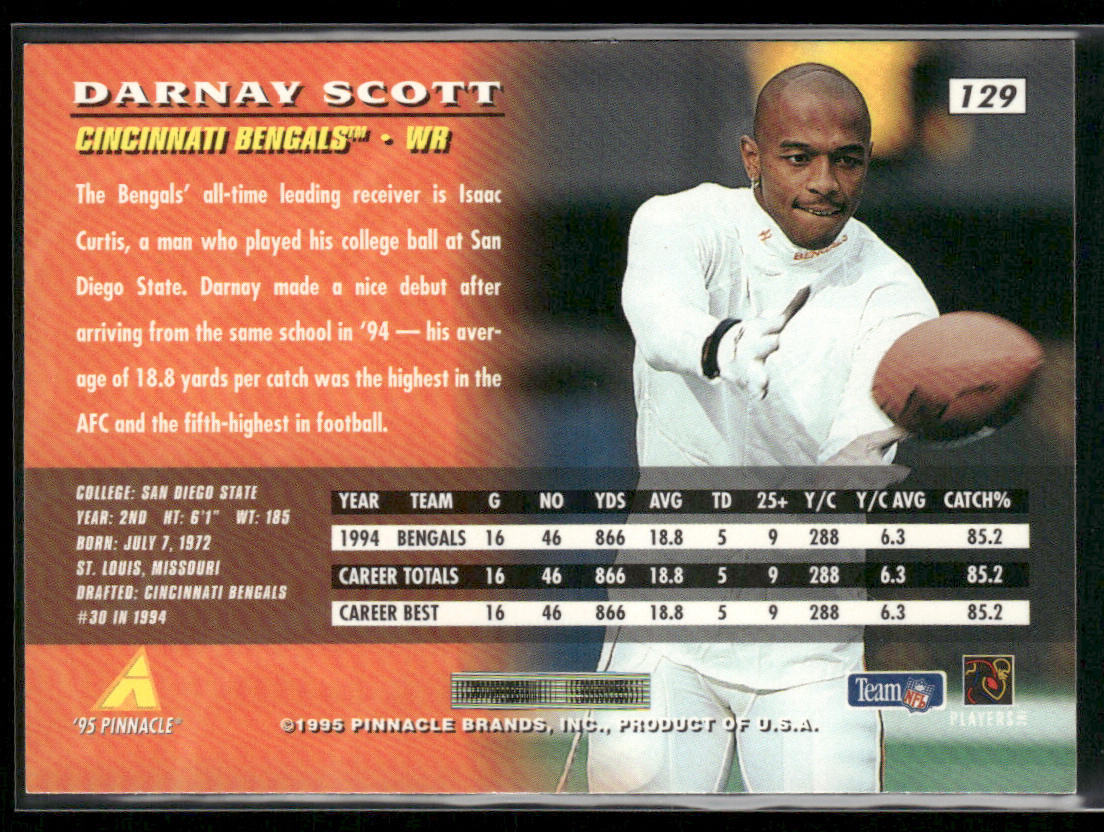 Darnay Scott 1995 Pinnacle #129 Cincinnati Bengals