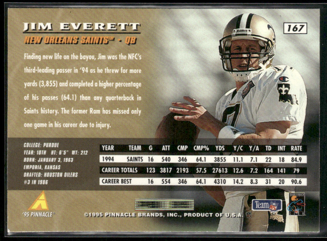 Jim Everett 1995 Pinnacle #167 New Orleans Saints