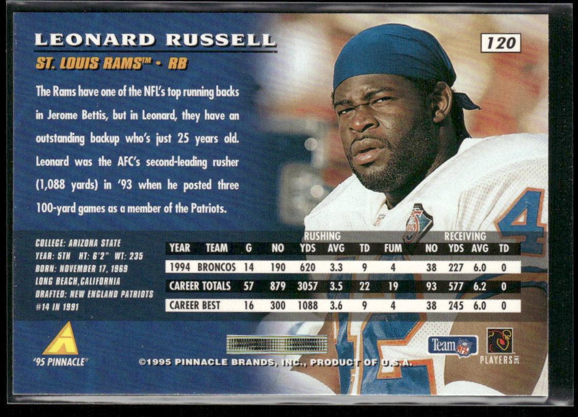 Leonard Russell 1995 Pinnacle #120 St. Louis Rams