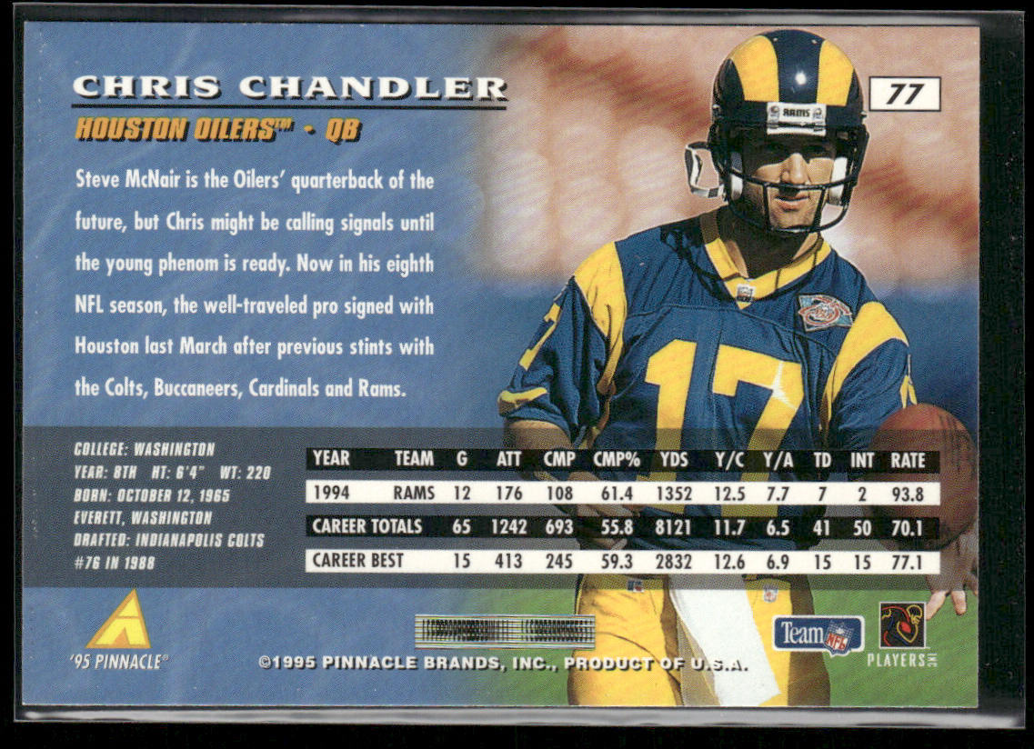 Chris Chandler 1995 Pinnacle #77 Houston Oilers