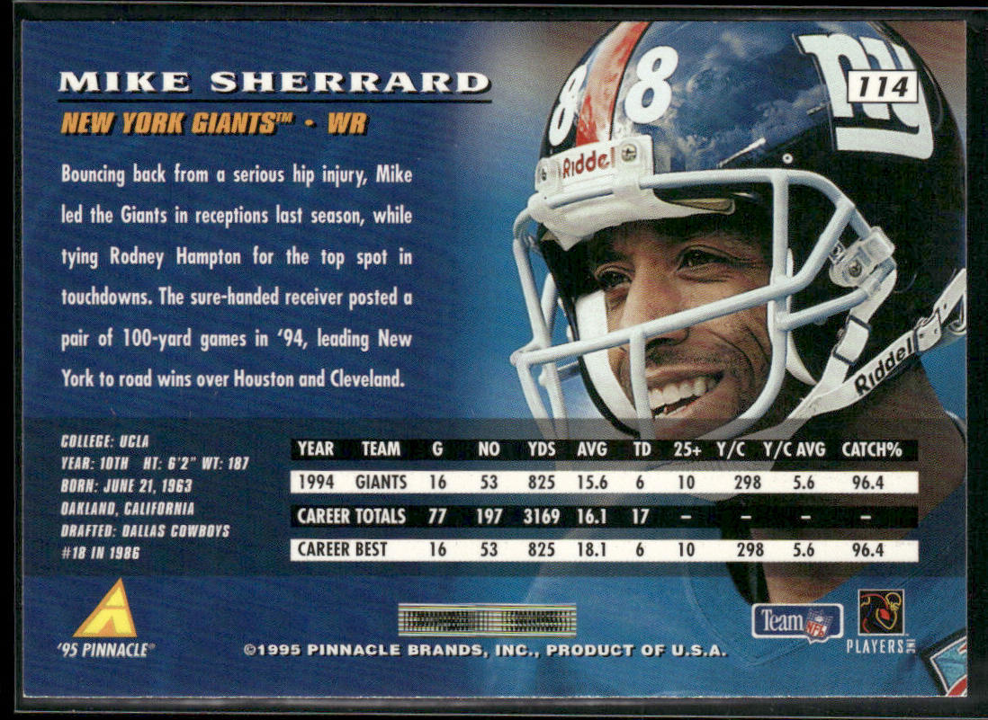 MIke Sherrard 1995 Pinnacle #114 New York Giants
