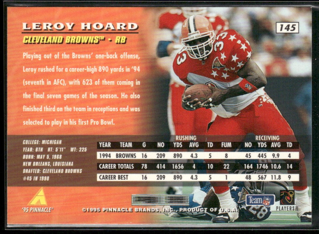 Leroy Hoard 1995 Pinnacle #145 Cleveland Browns