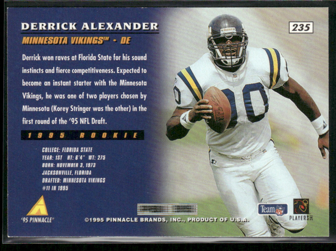 Derrick Alexander 1995 Pinnacle #235 RC Minnesota Vikings