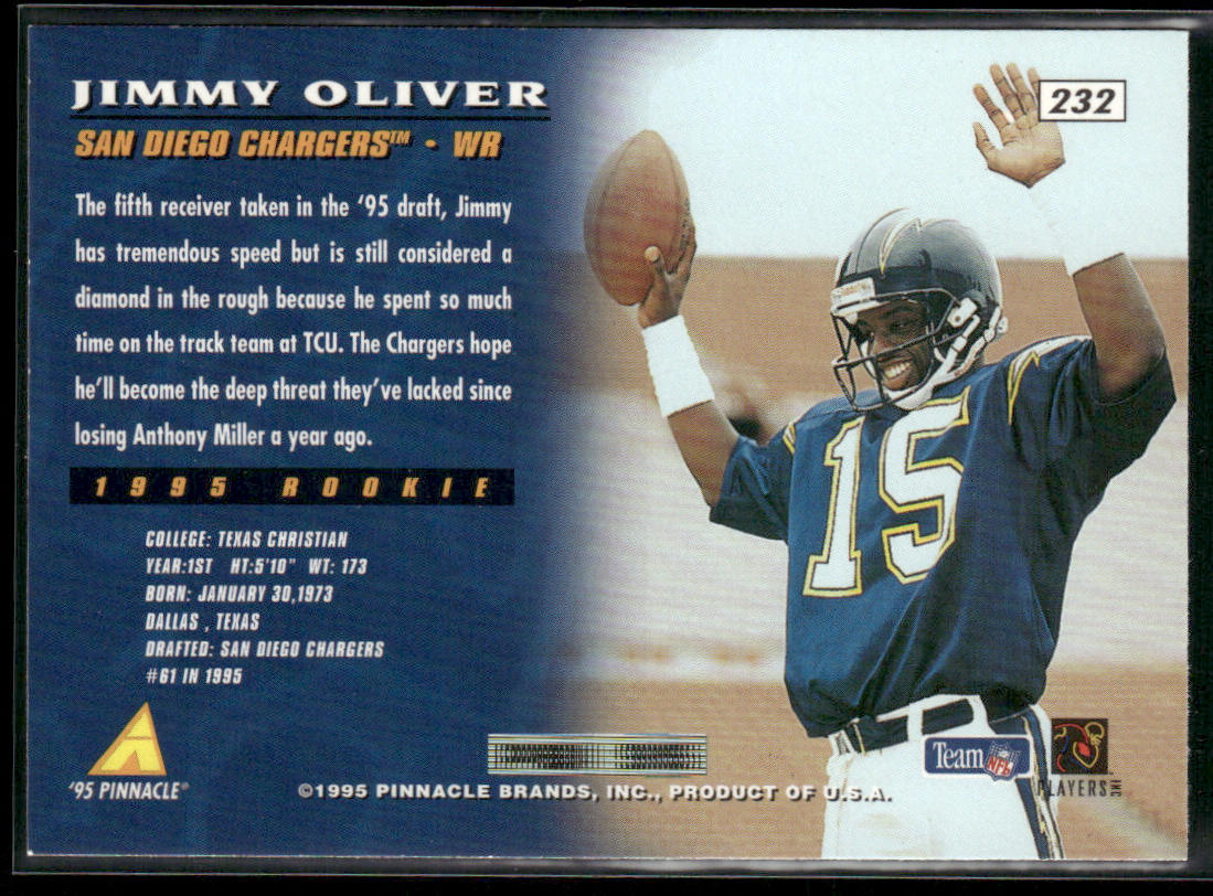 Jimmy Oliver 1995 Pinnacle #232 RC San Diego Chargers