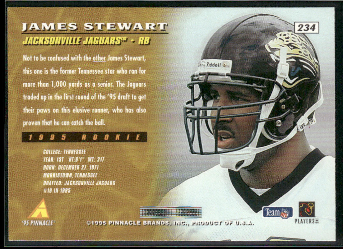 James Stewart 1995 Pinnacle #234 RC Jacksonville Jaguars