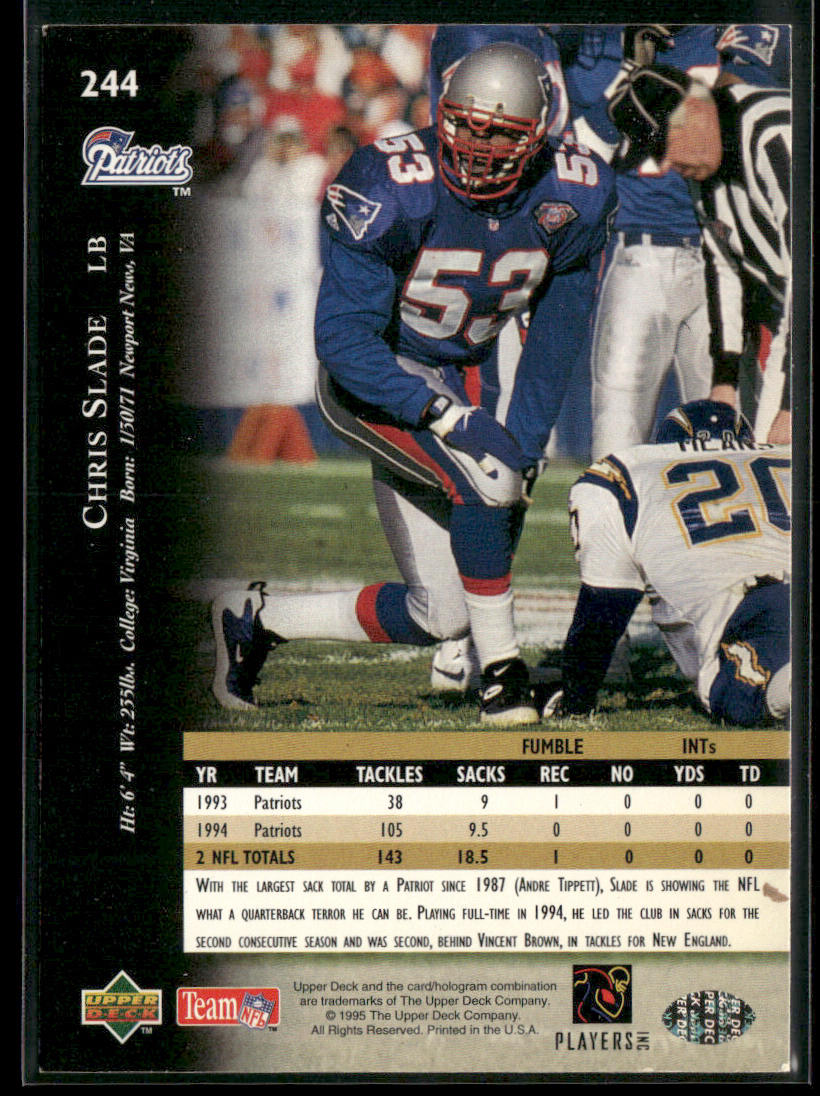 Chris Slade 1995 Upper Deck #244 New England Patriots