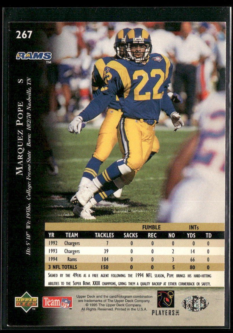 Marquez Pope 1995 Upper Deck #267 San Francisco 49ers