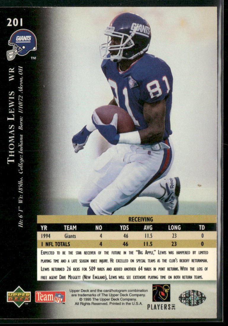 Thomas Lewis 1995 Upper Deck #201 New York Giants