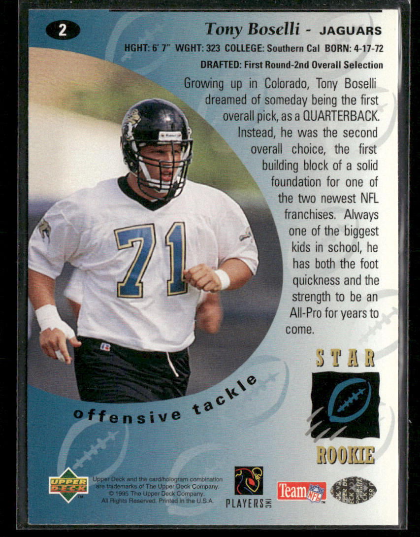 Tony Boselli 1995 Upper Deck #2 RC Jacksonville Jaguars