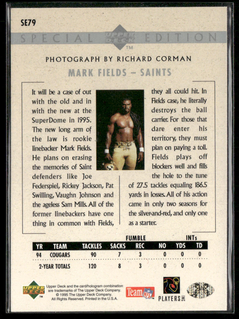 Mark Fields 1995 Upper Deck Special Edition #SE79 New Orleans Saints