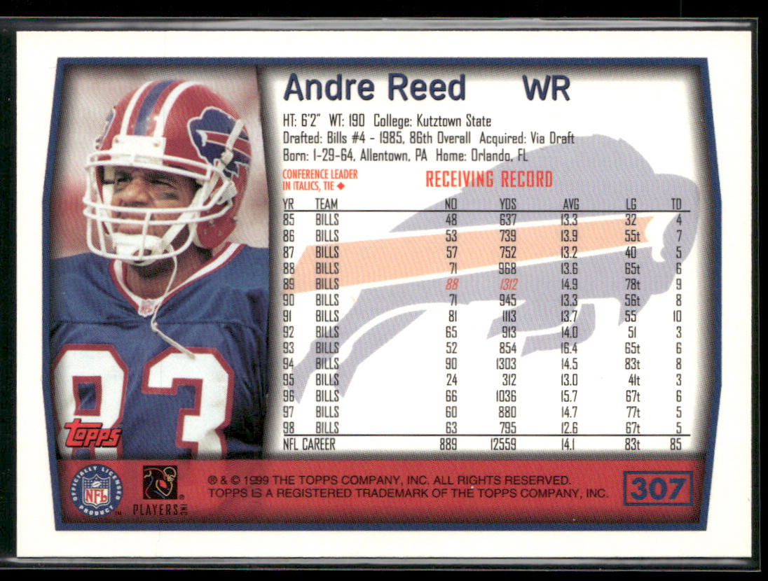Andre Reed 1999 Topps #307 Buffalo Bills