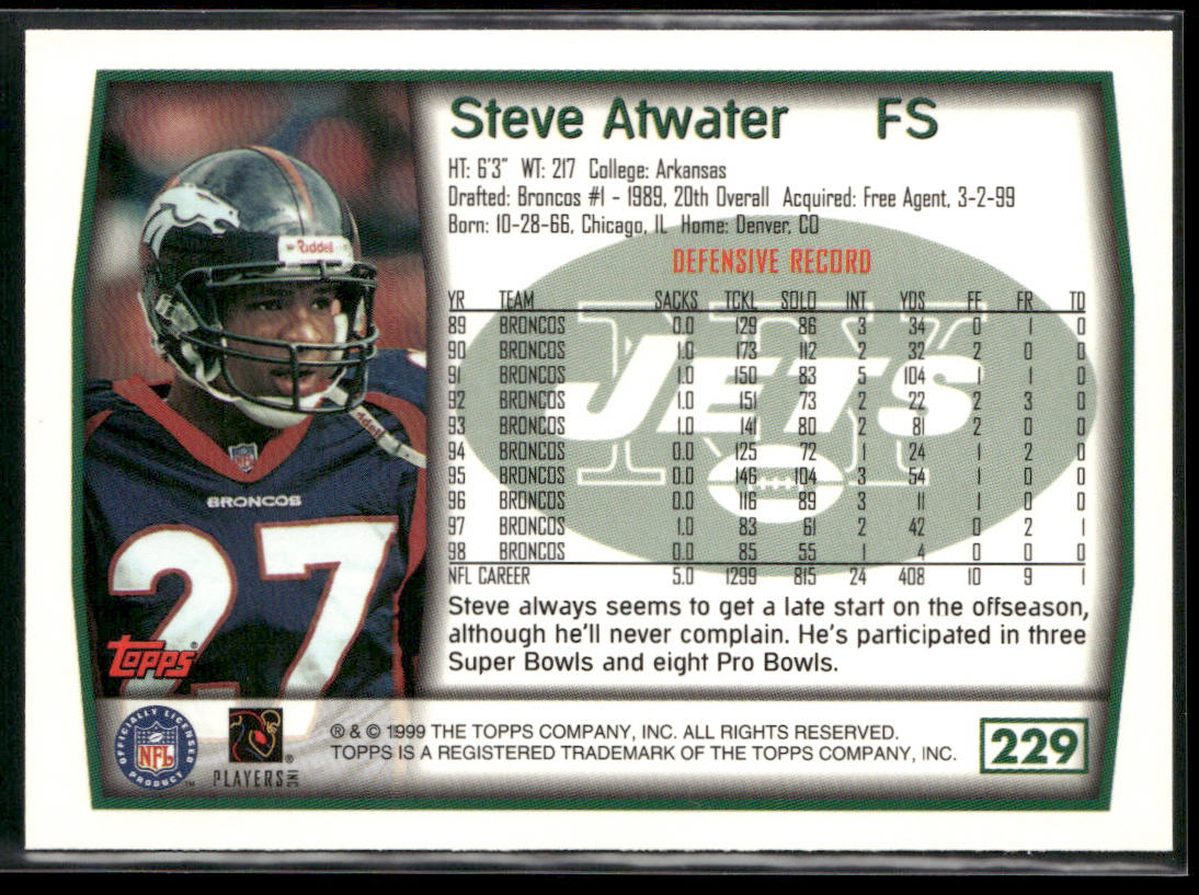 Steve Atwater 1999 Topps #229 New York Jets