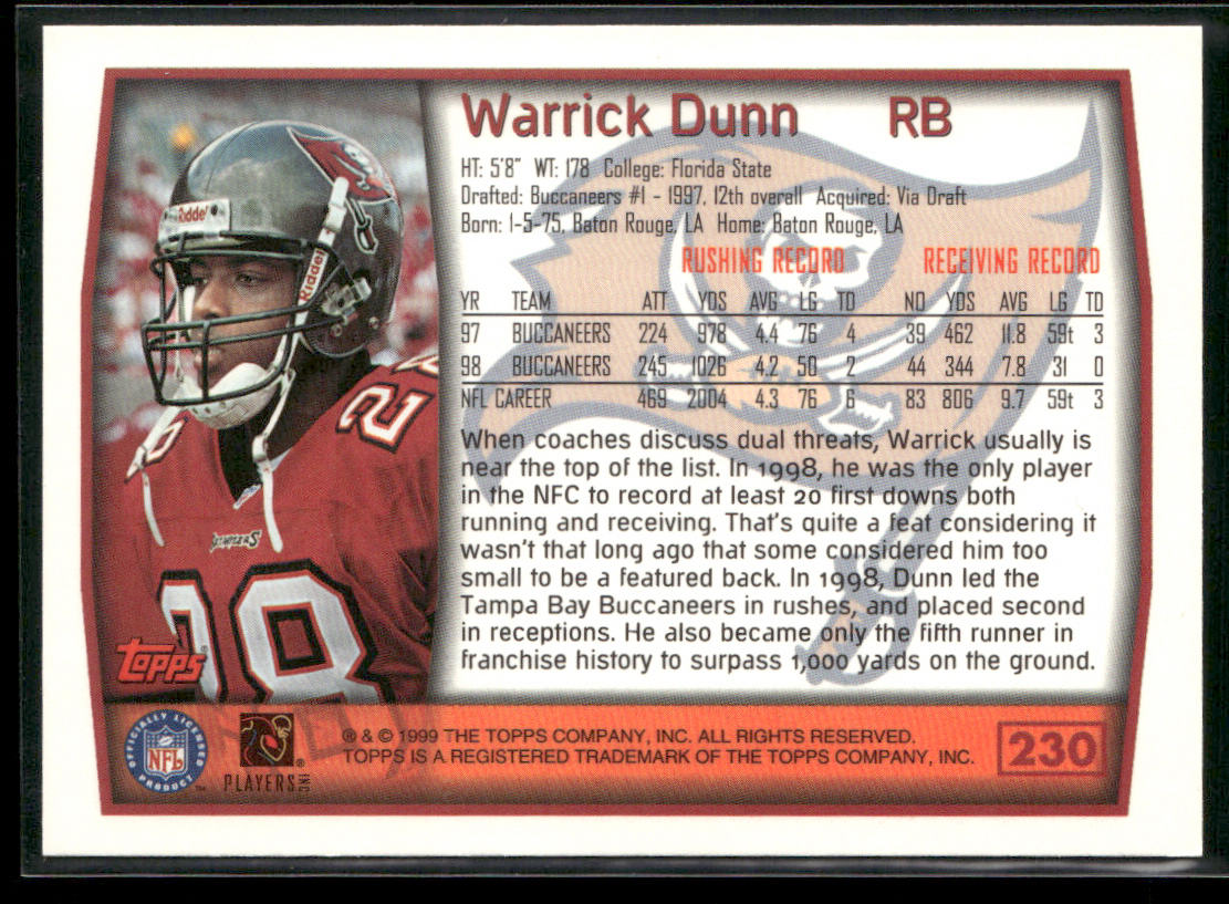 Warrick Dunn 1999 Topps #230 Tampa Bay Buccaneers
