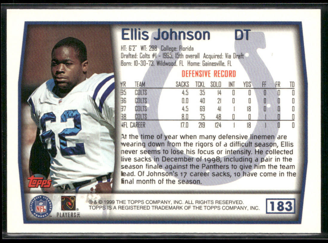 Ellis Johnson 1999 Topps #183 Indianapolis Colts