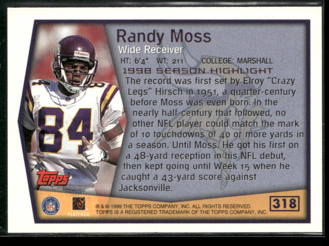 Randy Moss 1999 Topps #318 Minnesota Vikings