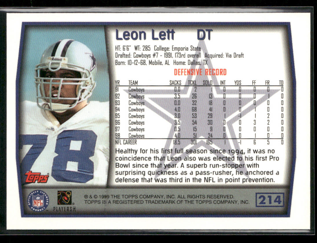 Leon Lett 1999 Topps #214 Dallas Cowboys