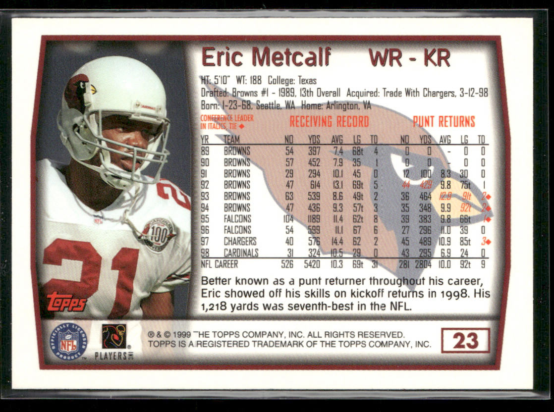 Eric Metcalf 1999 Topps #23 Arizona Cardinals