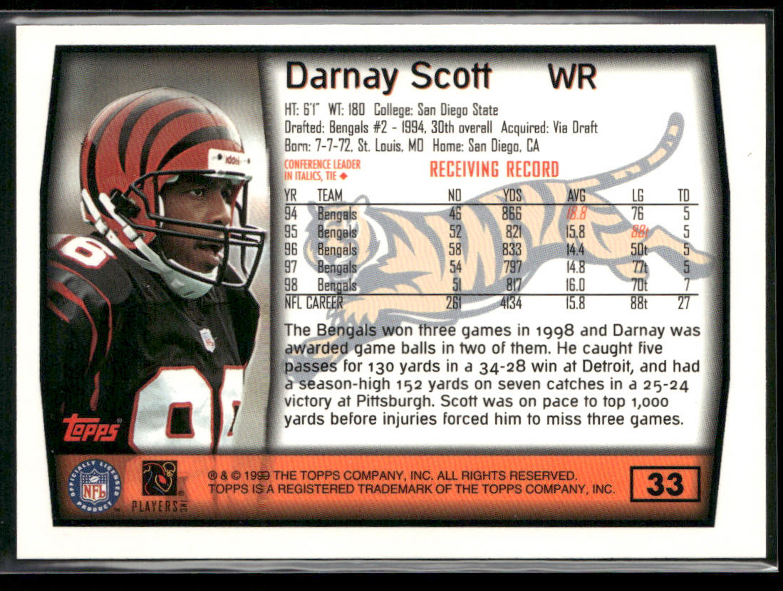 Darnay Scott 1999 Topps #33 Cincinnati Bengals