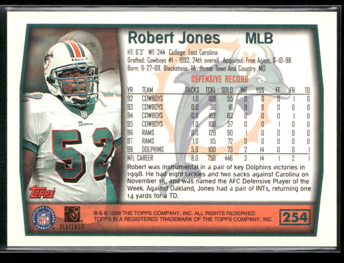 Robert Jones 1999 Topps #254 Miami Dolphins