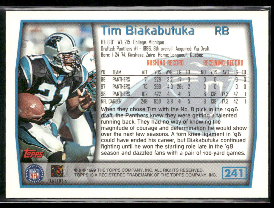 Tim Biakabutuka 1999 Topps #241 Carolina Panthers