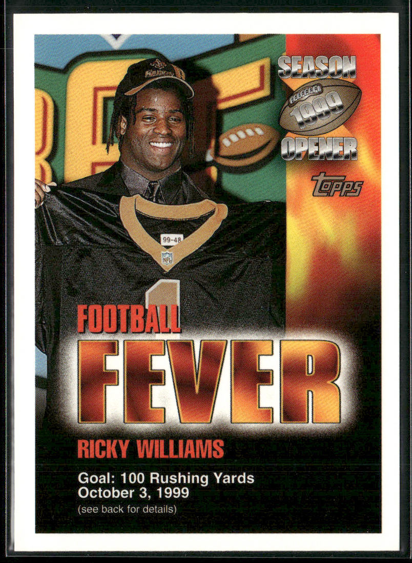 Ricky Williams 1999 Topps Season Opener Football Fever #NNO Game Date-October 3