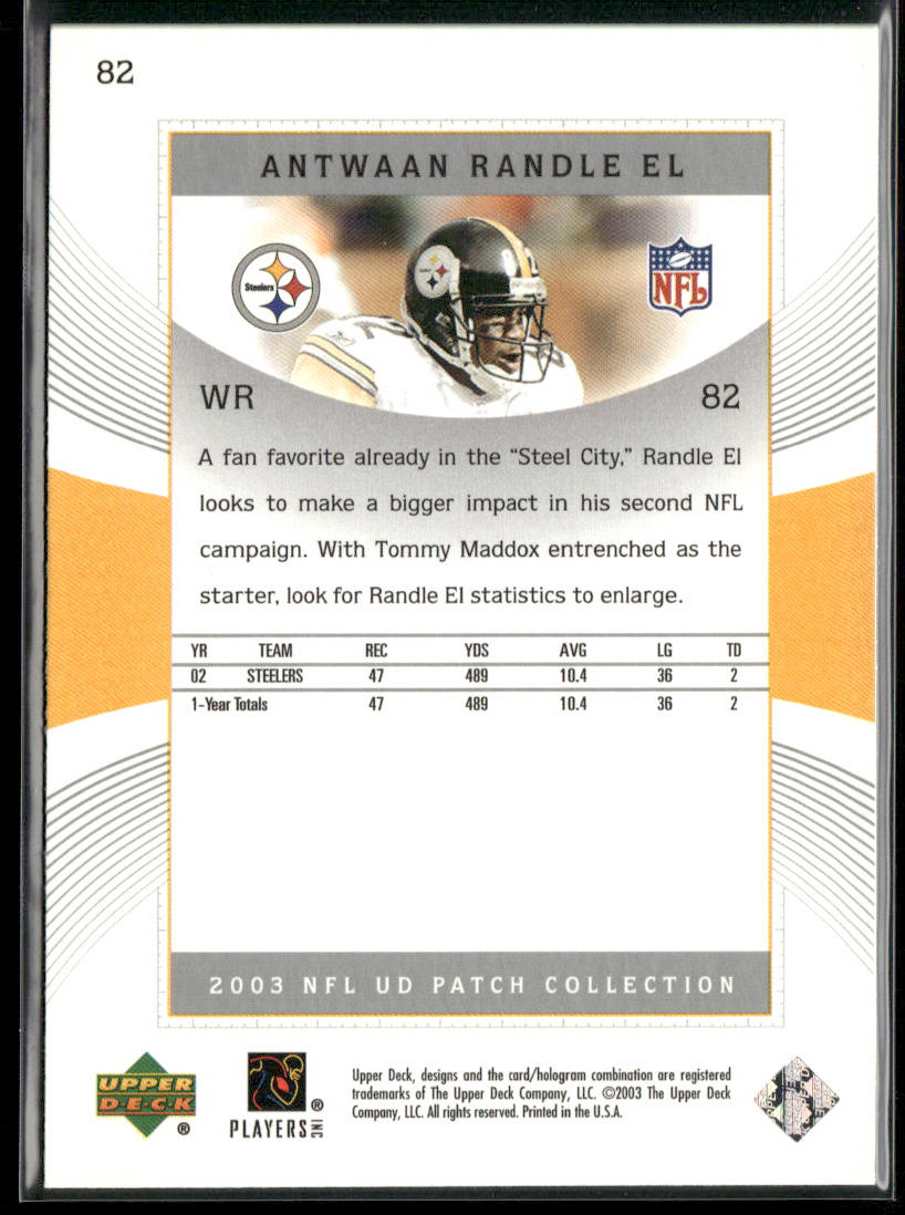 Antwaan Randle El 2003 UD Patch Collection #82 Pittsburgh Steelers