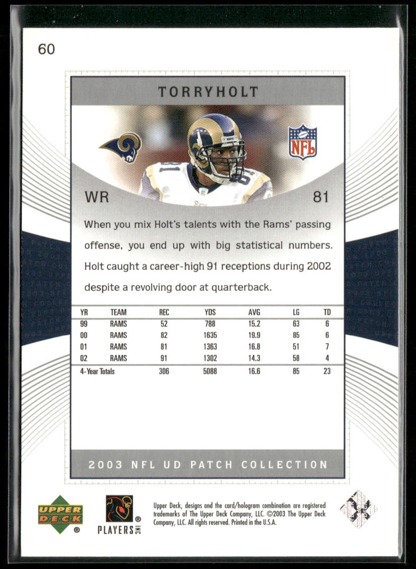 Torry Holt 2003 UD Patch Collection #60 St. Louis Rams