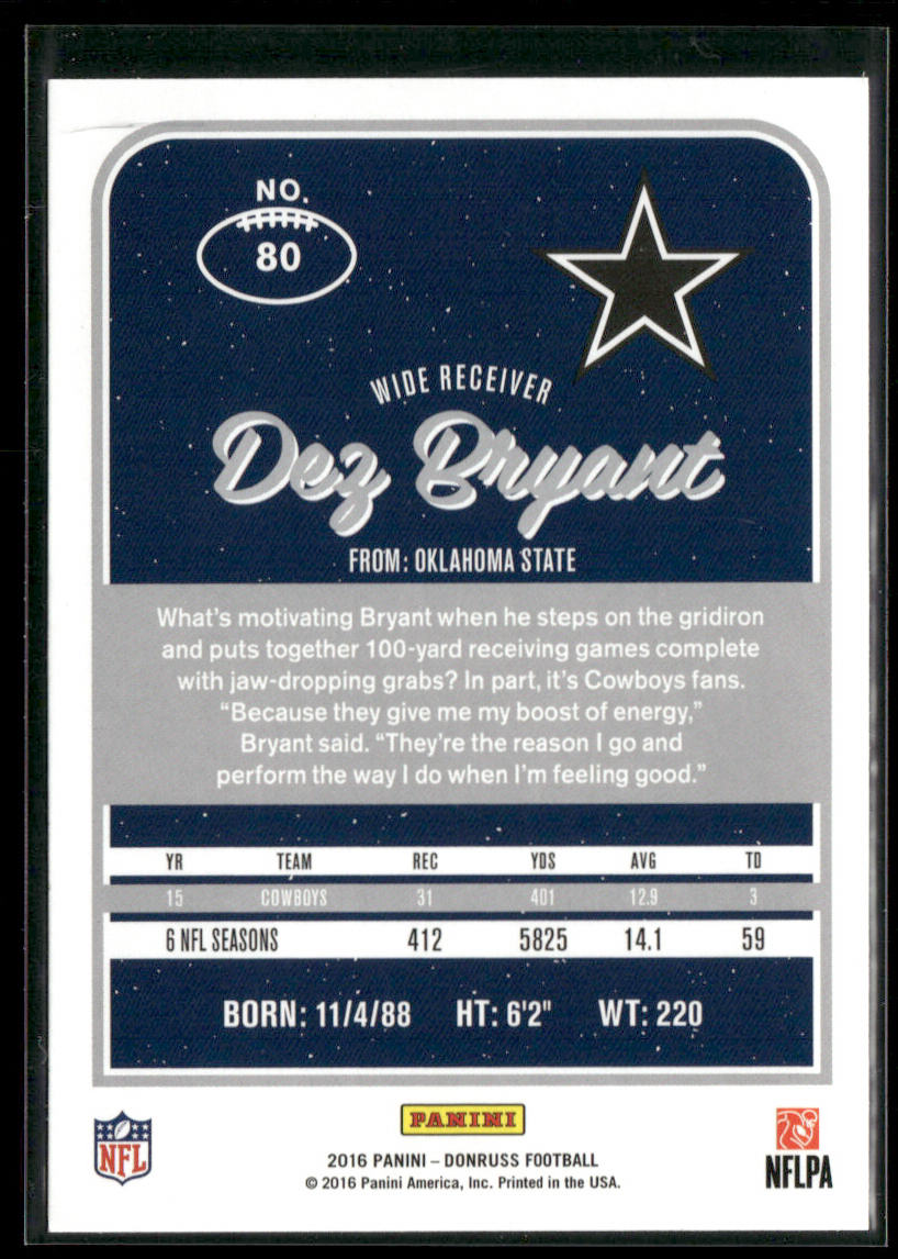 Dez Bryant 2016 Donruss #80 Dallas Cowboys